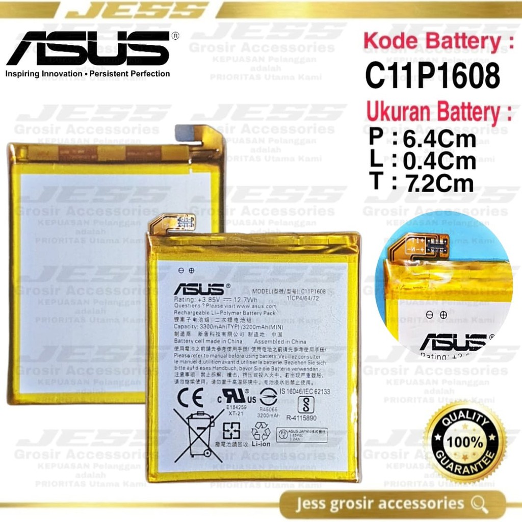 Baterai Battery Original ASUS C11P1608 For Type HP Zenfone AR - ZS571KL - V570KL - A002 - A002A