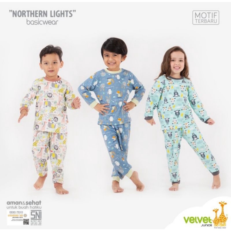 Velvet Junior Northern Lights Series Setelan Lengan Panjang Celana Panjang Kancing Pundak