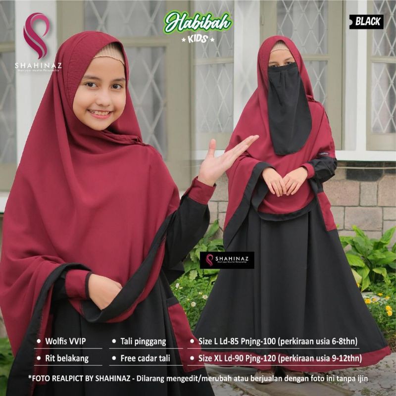 Habibah Syari Kids By SHAHINAZ | Gamis Kids | Gamis Remaja | Syari Kids Teen Set | Khimar Hijab Kids