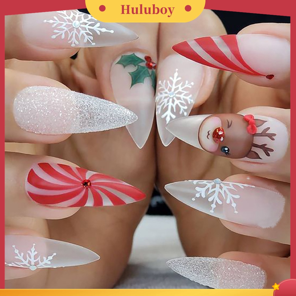 Huluboy Huluboy♡ Stiker Kuku Motif Natal 3D Untuk Manicure