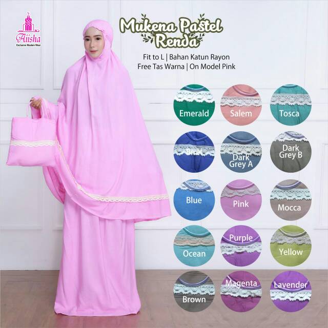 Mukena pastel renda Aiisha