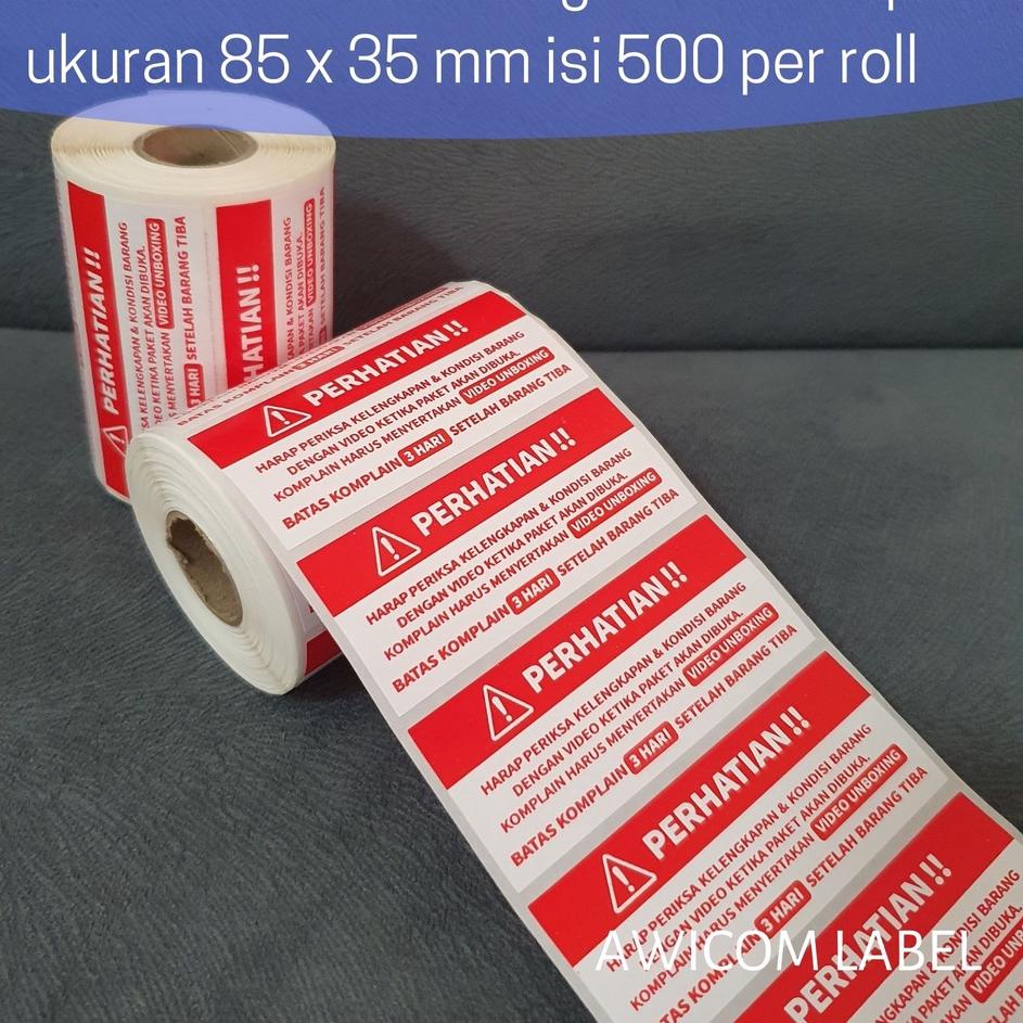 

[Ready]. pwr⭐534⭐ Label Sticker Video Unboxing Stiker Perhatian Pengiriman Online Shop 85 x 35 mm is