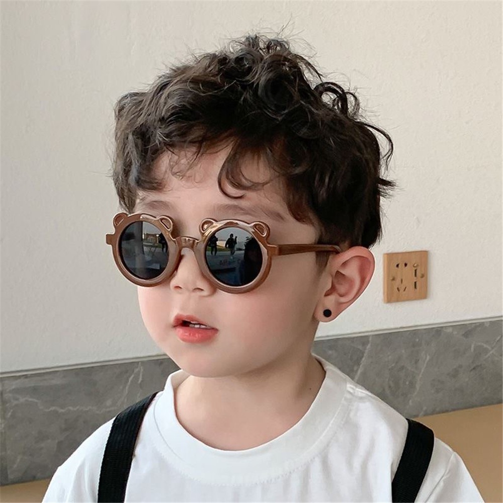 6 Colors Round Frame Bear Children's Sunglasses Cute Candy Color Children's Photo Glasses Trend Baby Sunglasses