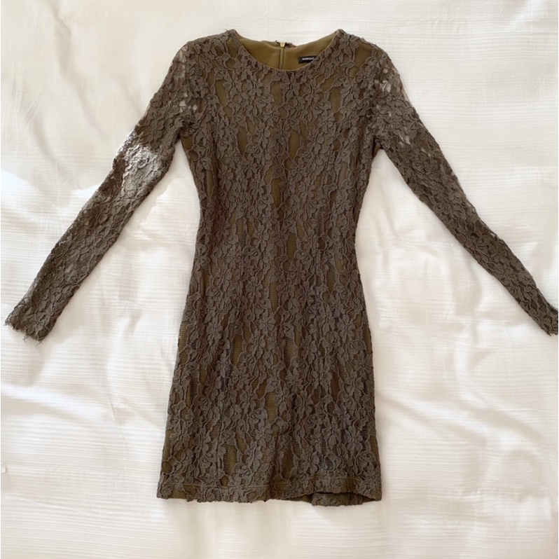 Dress wanita renda lengan panjang Mango original