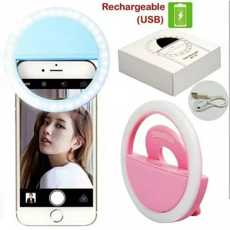 Ringlight ring lampu led selfie menyala pencerah mempercantik gambar foto video bulat kamera hp smartphone