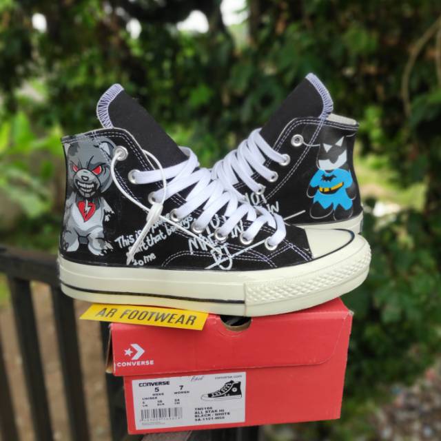 CONVERSE ALLSTAR 70S GLOOMY BEAR BATMAN BLACK WHITE ORIGINAL PREMIUM MADEIN VIETNAM