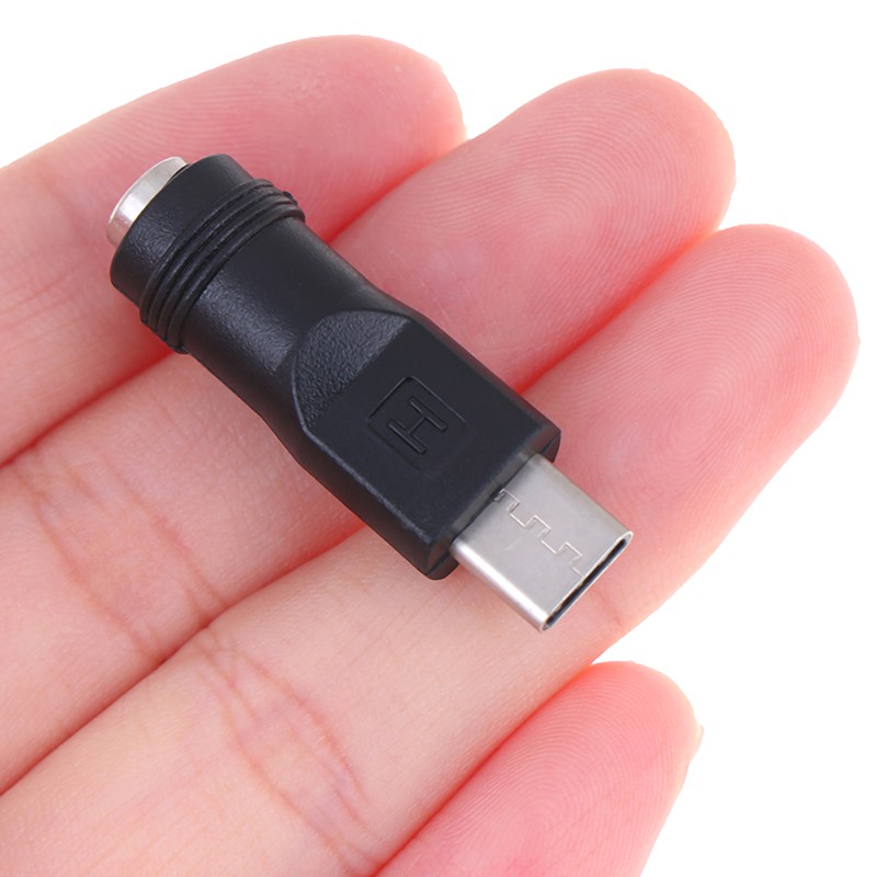 1pc Adapter Jack Female 5.5x2.1mm Ke Tipe-C 3.1 Male Plug 90 / 180 Derajat