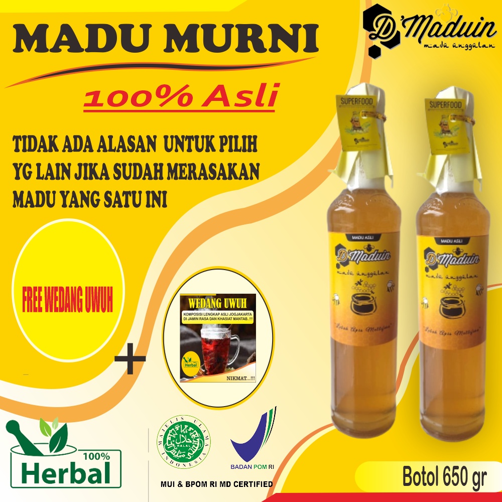 

Madu Asli Murni Tanpa Campuran 100% Lebah Hutan Murni Madu Unggulan Untuk Kesehatan Obat Semua Jenis Penyakit 650 gr