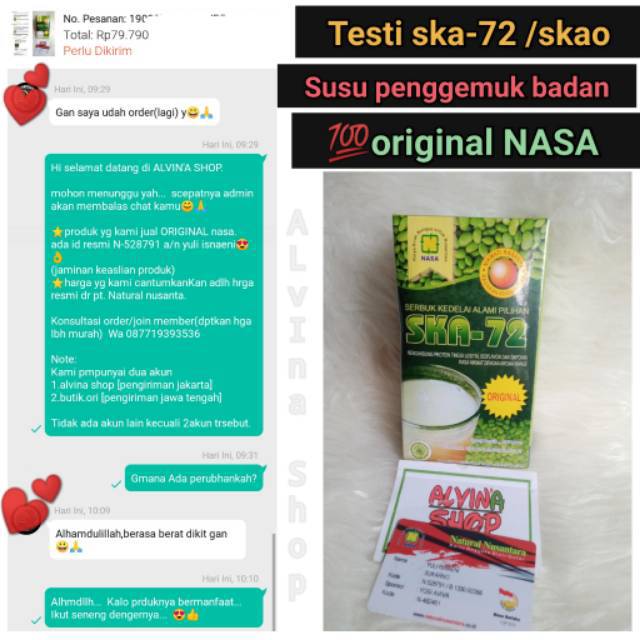 

SUSU GEMUK PENGGEMUK BADAN | SKAO NASA | SKA-72 ORI MENAMBAH BERAT BADAN SUSU KEDELAI ORGANIK