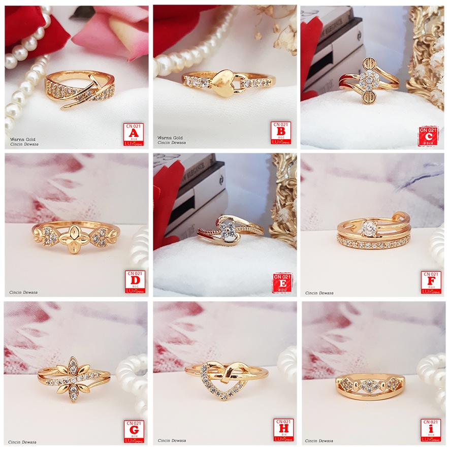 CN 021 Cincin Kata Dewasa Cincin Love Hope Dream Cincin Happy Perhiasan Set Cincin Xuping - Luxx