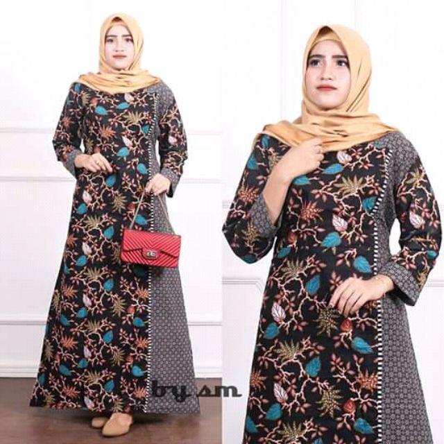Gamis Batik Akar Bunga Sopal Syari Baju Muslim