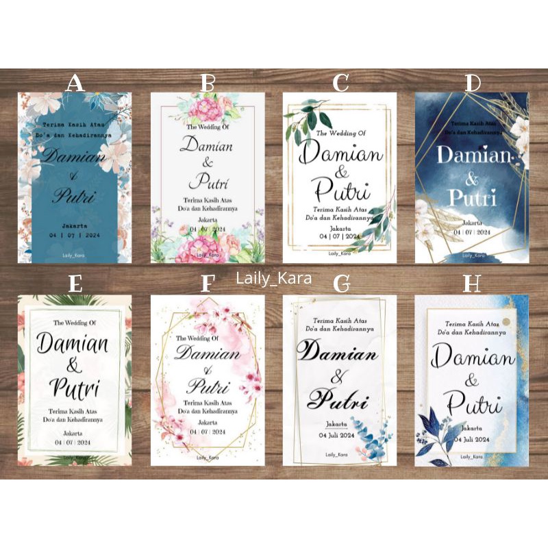 CETAK KARTU SOUVENIR/WEDDING CARD/KARTU PENGAMBILAN BINGKISAN/THANK YOU CARD/VOUCHER HADIAH/VOUCHER 