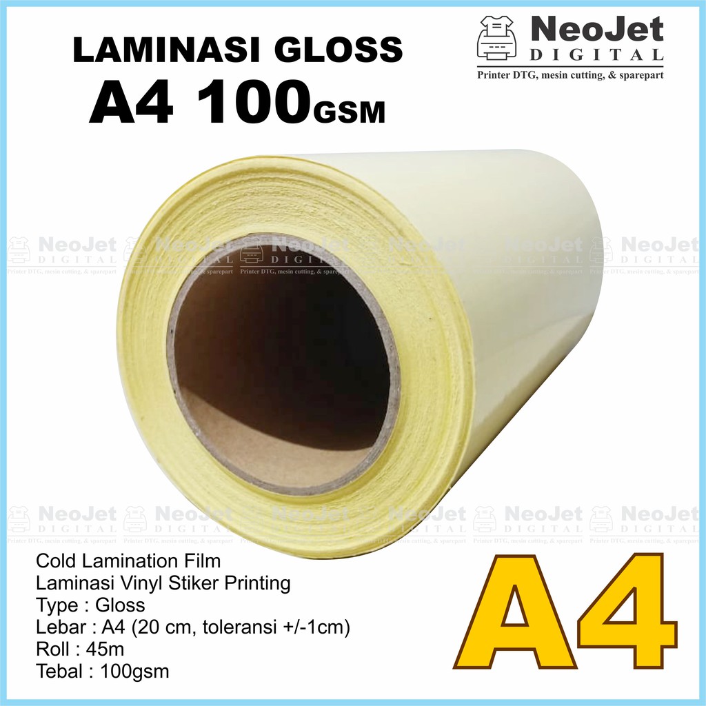 

Laminasi Dingin Glossy Mengkilap 100 gsm Tipis A4 Roll lebar 21cm Kilap Gloss