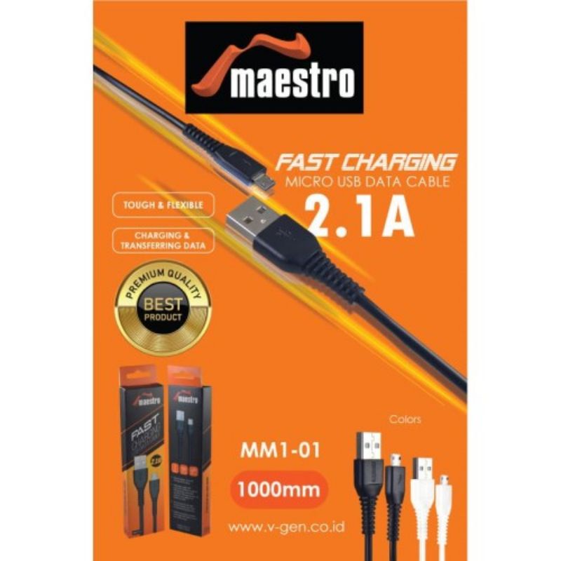 [MM1-01]Kabel Data Micro Usb Fast Charging 2.1A Original product By Maestro