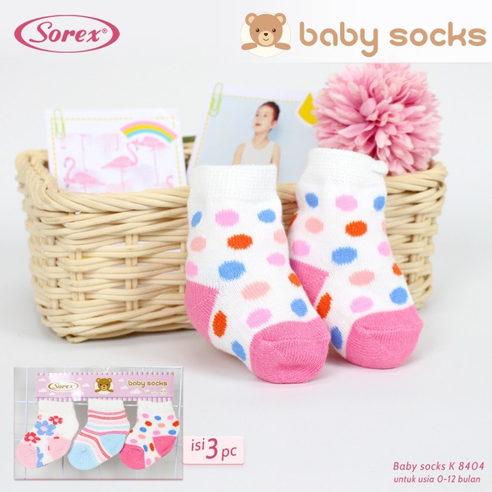 Kaos Kaki Bayi Sorex 0-12 Bulan isi 3pcs