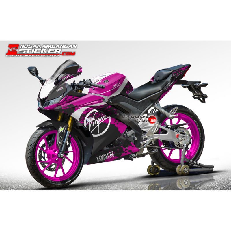 Decal Stiker Motor Yamaha R15 V3 Full Body Pink Virgin Racing Team Sticker Custom Variasi Motif Kara