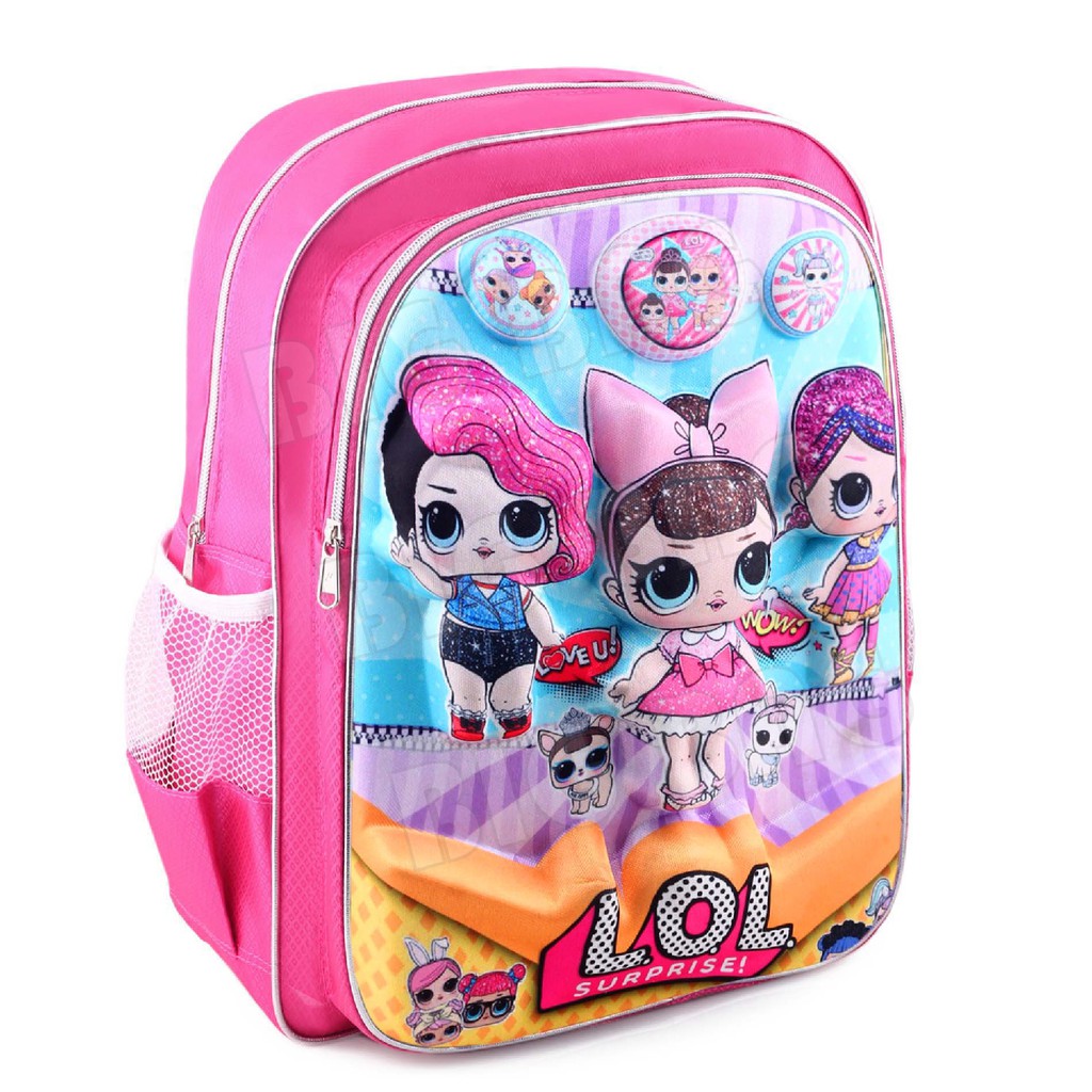 Tas Ransel BIG EMBOSS- LOL SURPRISE - THREE LITTLE GLAM.RTM + FREE Jam Tangan Laser Anak