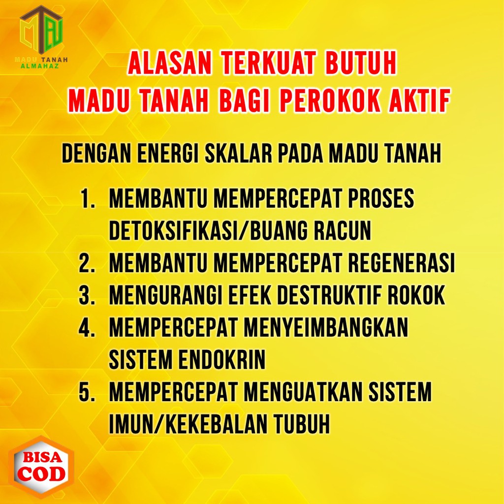 Almahaz Madu Hitam Pahit Madu Tanah Reaksi Cepat Berenergi Skalar Khusus Perokok Pasif dan Aktif