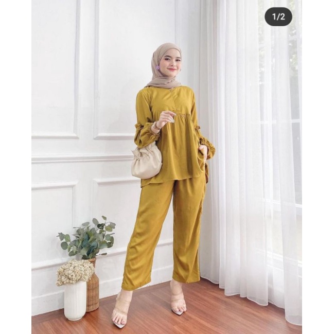 BISA COD TERBARU ZERRIN ONESET / ZERIN SET / ONESET TUNIK POLOS / SETELAN BABYDOLL PANJANG / SETCEL 