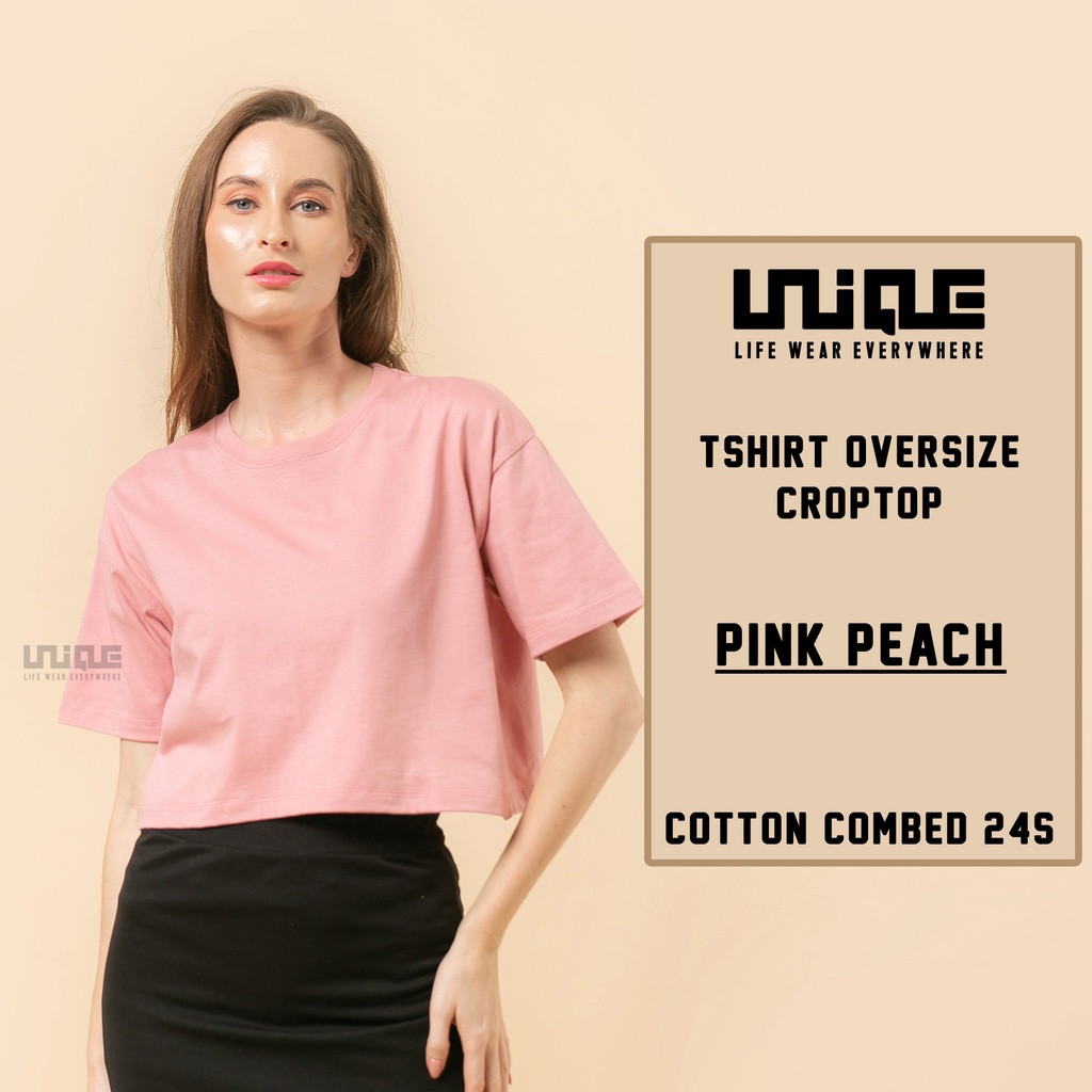 UNIQUE - (CropTop Series) Kaos Oversize Croptop Peach