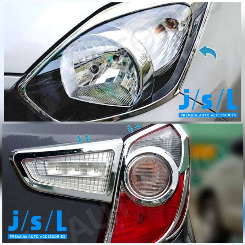 ALL NEW AYLA 2014 2016 2018 2019 2020 TYPE X GARNISH DEPAN BELAKANG + REAR REFLEKTOR MOBIL LIST LIS 