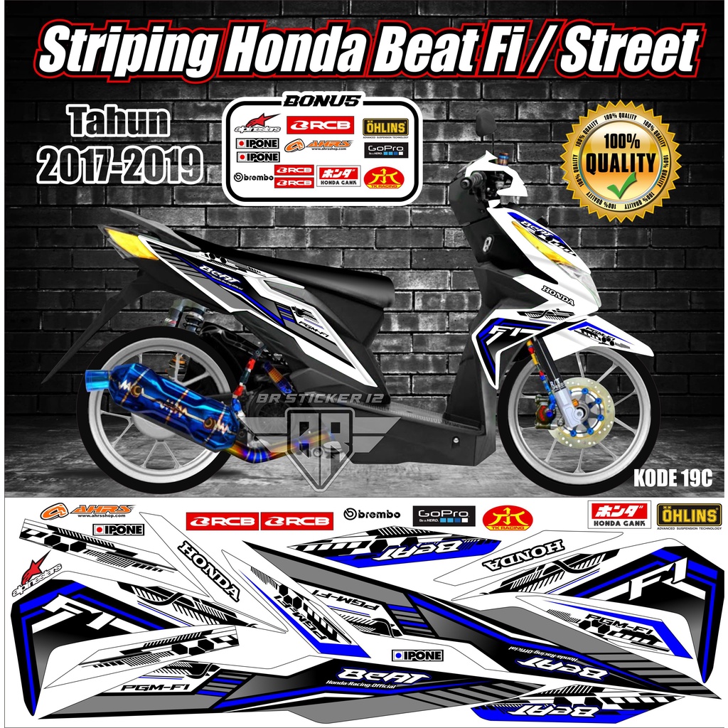 Striping Beat 2017-2019  Stiker Variasi Lis Motor Beat Kode 19