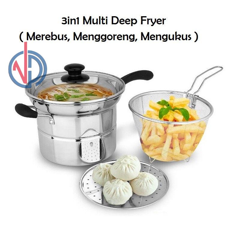 PANCI NOODLE POT 3 In 1 PANCI SERBAGUNA PANCI 3 IN 1 PANCI GORENG REBUS PANCI KUKUS PANCI STAINLESS PANCI MIE FREE PACKING BUBBLE VD