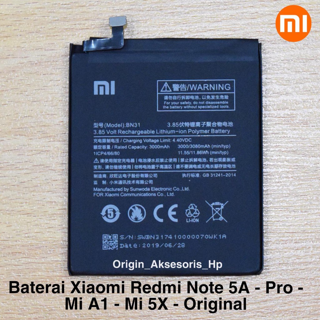 Baterai Xiaomi Redmi Note 5A, Redmi Note 5A Pro, Mi A1, dan Mi 5X