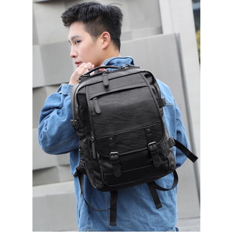 Ransel Kulit Sapi Tas Backpack Pria-Wanita kulit Original Tas Punggung-Jinjing Import Pu Tas Kantor - kuliah - Tas Santai