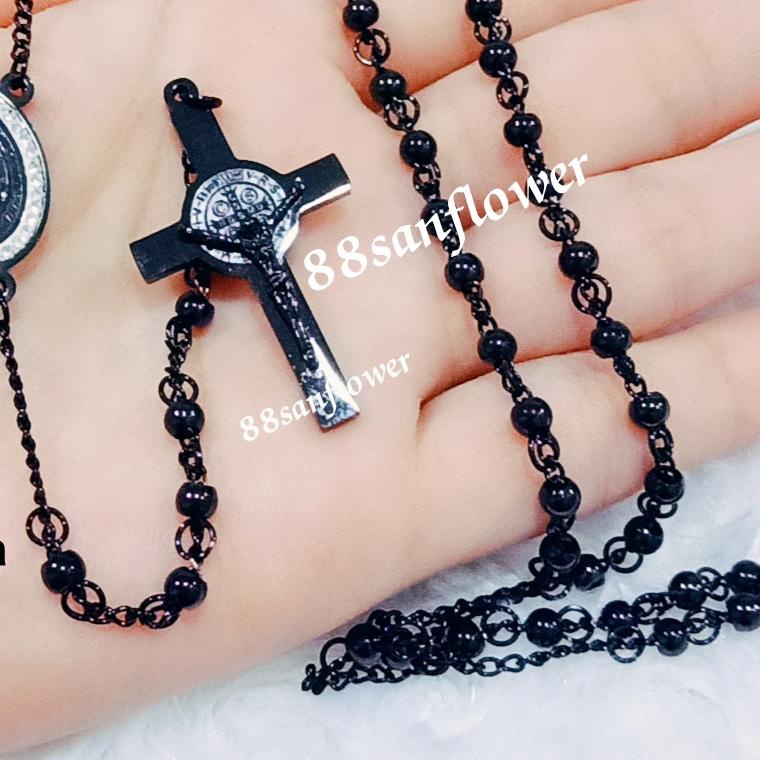 ROSARIO TITANIUM BLACK Kalung Rosario Titanium Hitam ◌