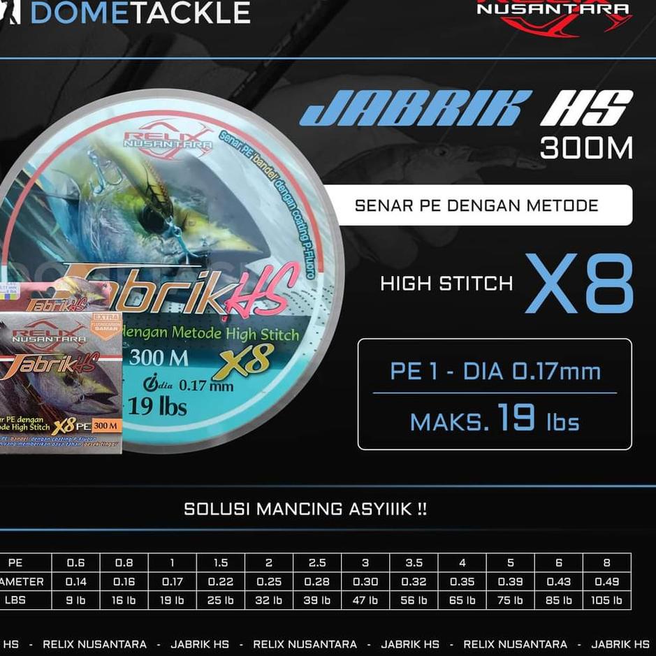➧ PE Jabrik Hs X8 0.6-0.8-1.0-1.5 200-300M Relix Nusantara ❋