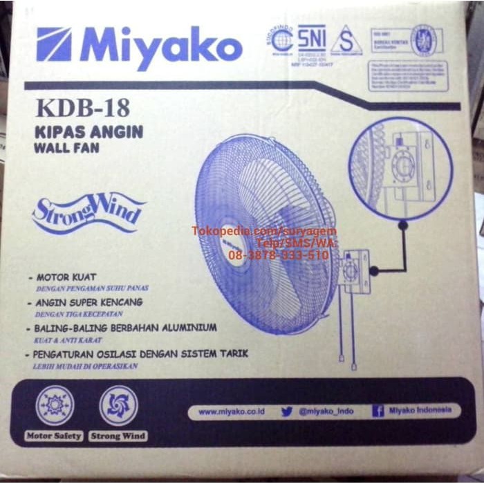 Miyako Kipas Besi 18 Dinding Tembok Wall Fan KDB18 KDB 18 