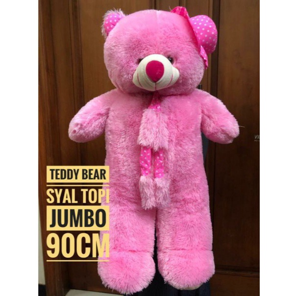 Boneka teddy bear topi  syall 90cm