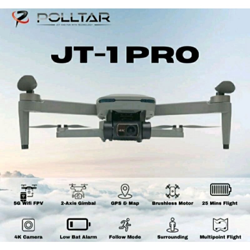 READY POLLTAR JT-1 PRO Drone GPS 2-Axis Gimbal 4K Camera (1Batteray)