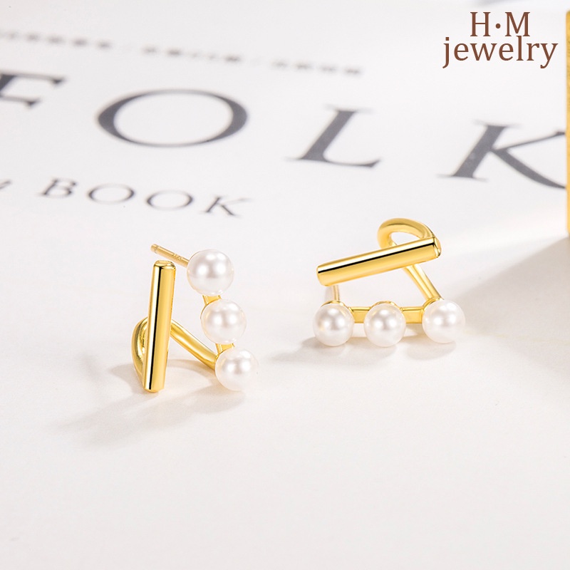 Anting Tusuk Gantung Desain Geometri Hias Mutiara Gaya Simple Compact Untuk Wanita 2022