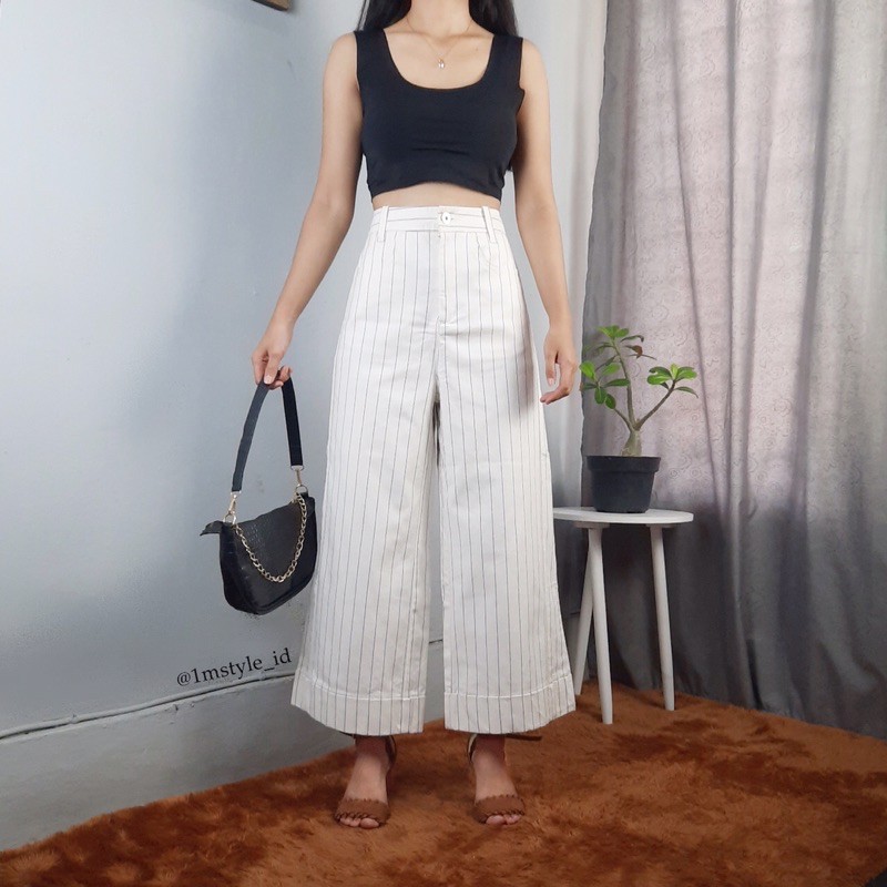 LS088 - GU Kulot Putih Stripe