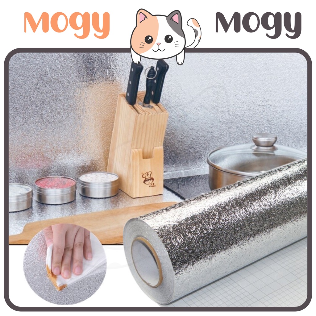 MOGYMOGY HL0208 Wallpaper Aluminium Foil Dapur Pelapis Tahan Panas Api Air Mudah Di Bersihkan