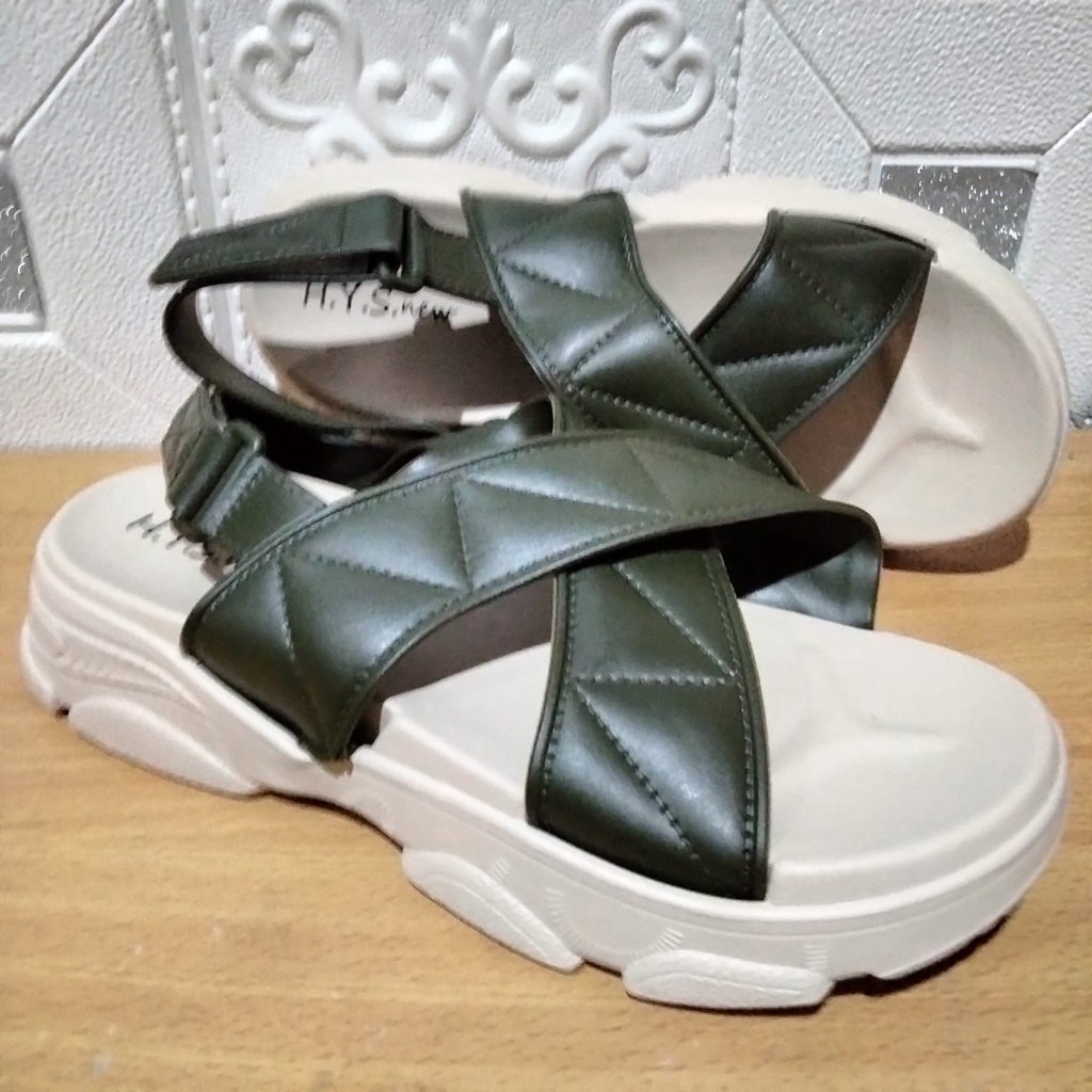 - SANDAL WEDGES TALI  SILANG untuk wanita jelly merk H.Y.S original import cina  2201 - bahan empuk karet nyaman dipakai TERMURAH