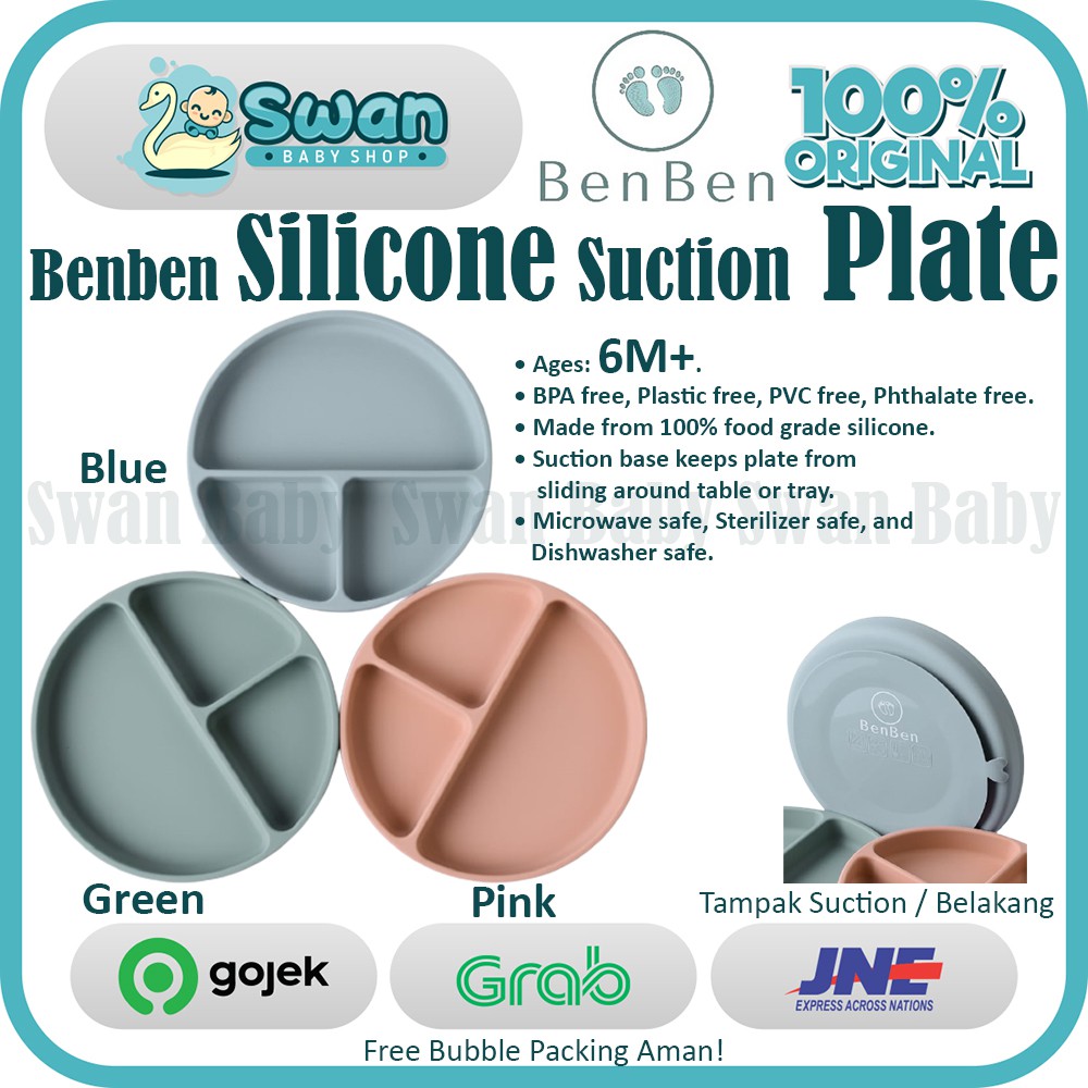 BenBen Premium Silicone Suction Plate Piring Makan Bayi Anti Slip