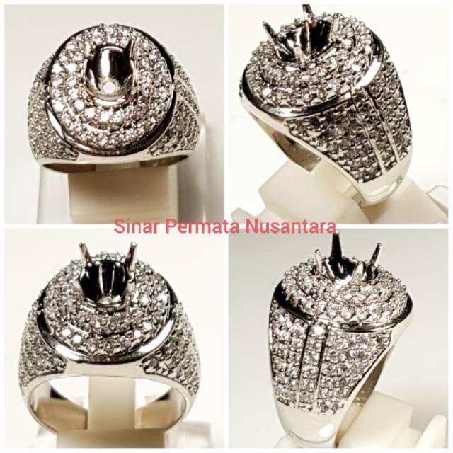 Ring / Emban Micro Setting Alpaka Super Full Zirconnya Perak Hongkong