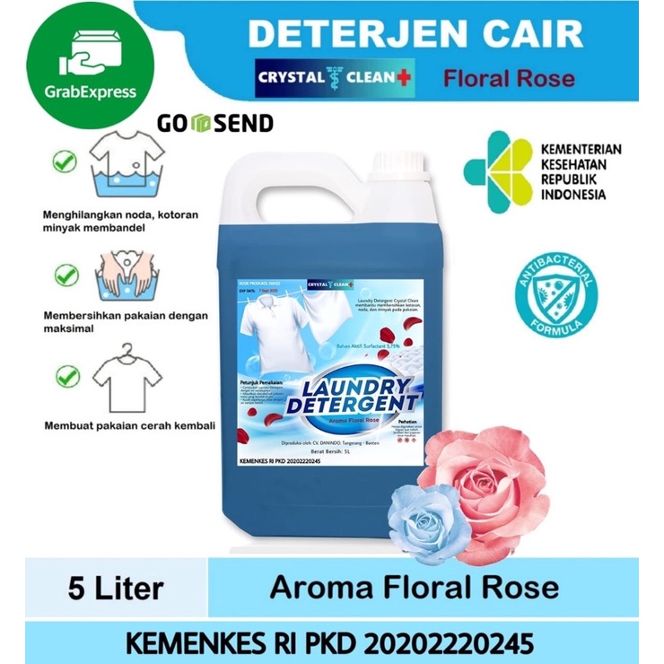 Crystal Clean Deterjen Cair 5 Liter Laundry Liquid Detergent KHUSUS GRAB GOSEND