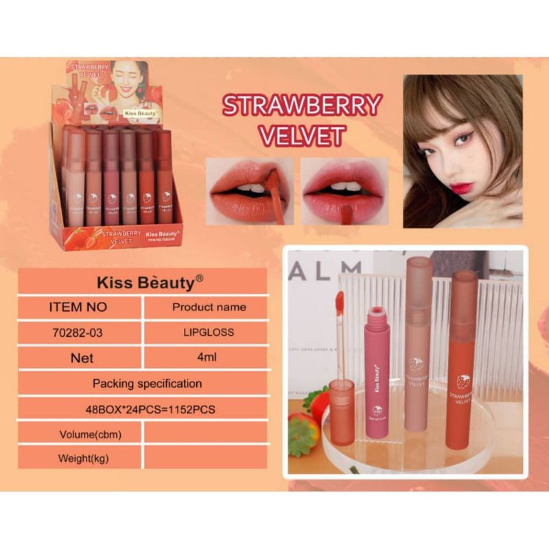 KISS BEAUTY STRAWBERRY Lipgloss Thai Peach Lipglos VELVET