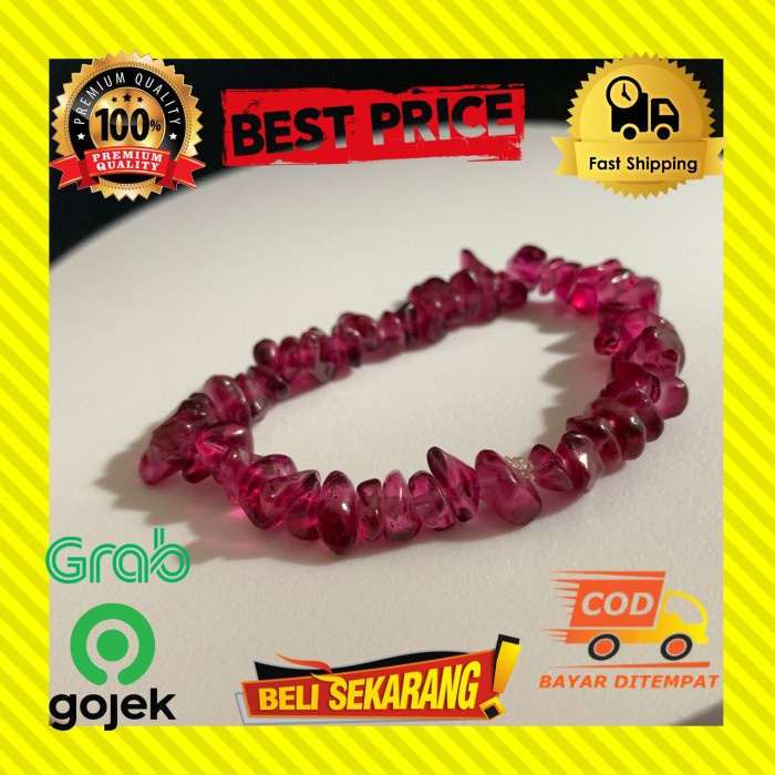 GELANG BATU ASLI NATURAL GIOK MERAH CHINA RED JADE CHIP AMETHYST G4