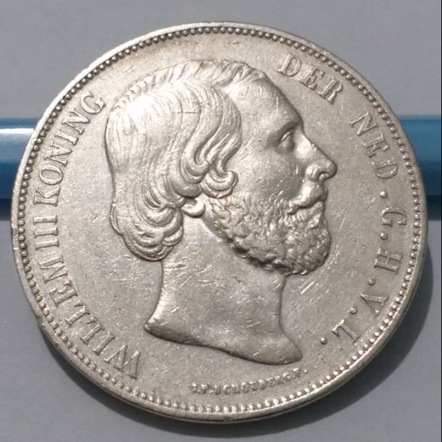 SW32.5G-2.. 1 PC KOIN PERAK KUNO ASLI 2.5 G WILLEM III KONING TH 1872. -- SILVER COIN --