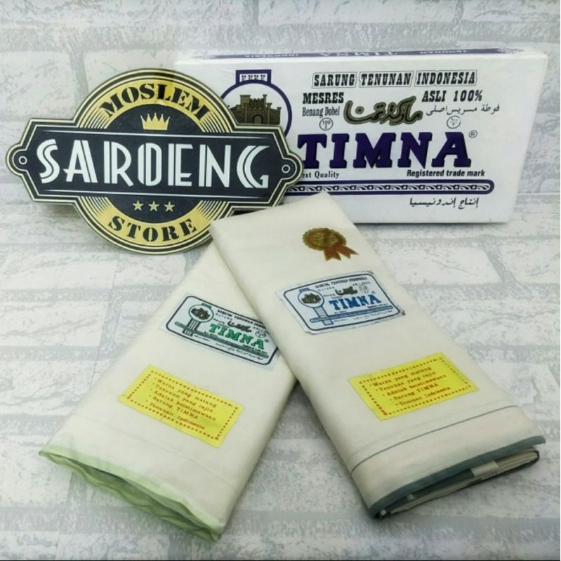 Sarung Tenun Timna Full Sutera / Sutra Spunsilk Benang 210 Spesial Putih Polos Tumpal Kembang