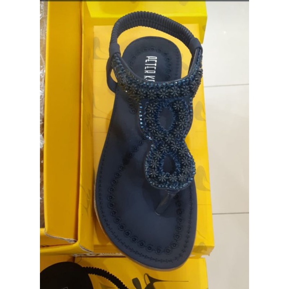 Peter Keiza 37 Original Sepatu sandal wanita navy blue biru tali import branded brand matahari