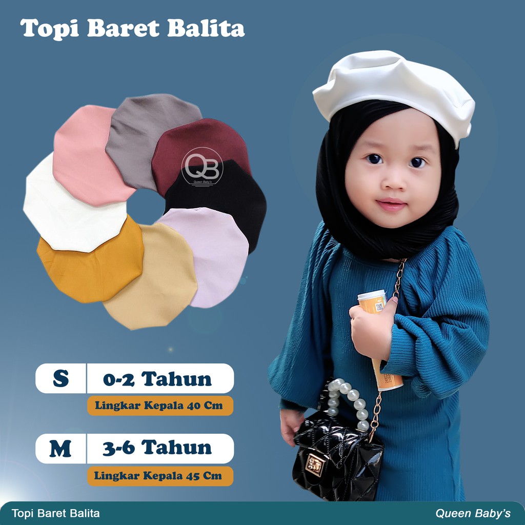 (QB) Topi Baret Anak Perempuan 0-6 Tahun - Topi Lucu Baby Cewek - Topi Anak Lucu - Aksesoris Anak Lu