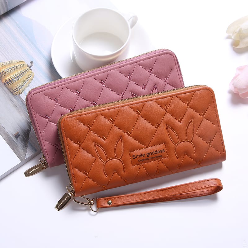 ASIN829 Dompet Panjang Wanita Terbaru D304 Import Bahan Halus // Dompet Panjang Wanita Tiga Ruang