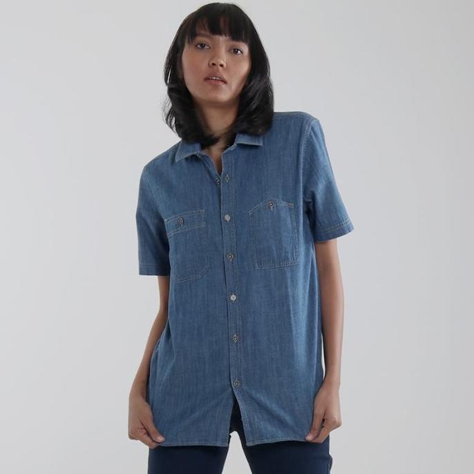 Edwin Jeans Kemeja Denim Jeans Ayako 02 Lengan Pendek - Ladies