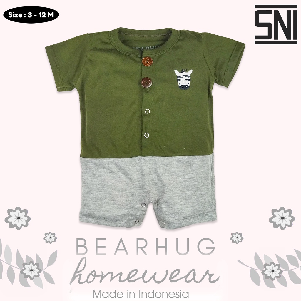 Bearhug Homewear Romper Belah Bordir  Bayi Laki-Laki  HSF4 Mixcolour 3-12 Bulan-3